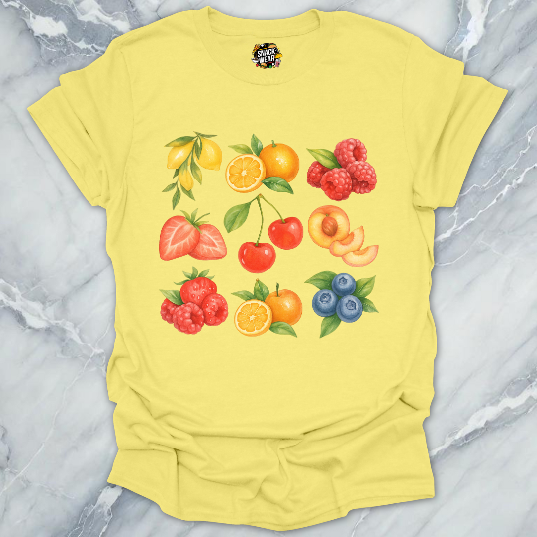 Summer Fruit Watercolor Grid T-Shirt