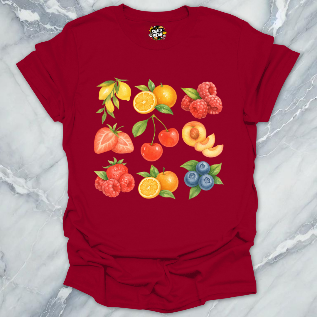 Summer Fruit Watercolor Grid T-Shirt