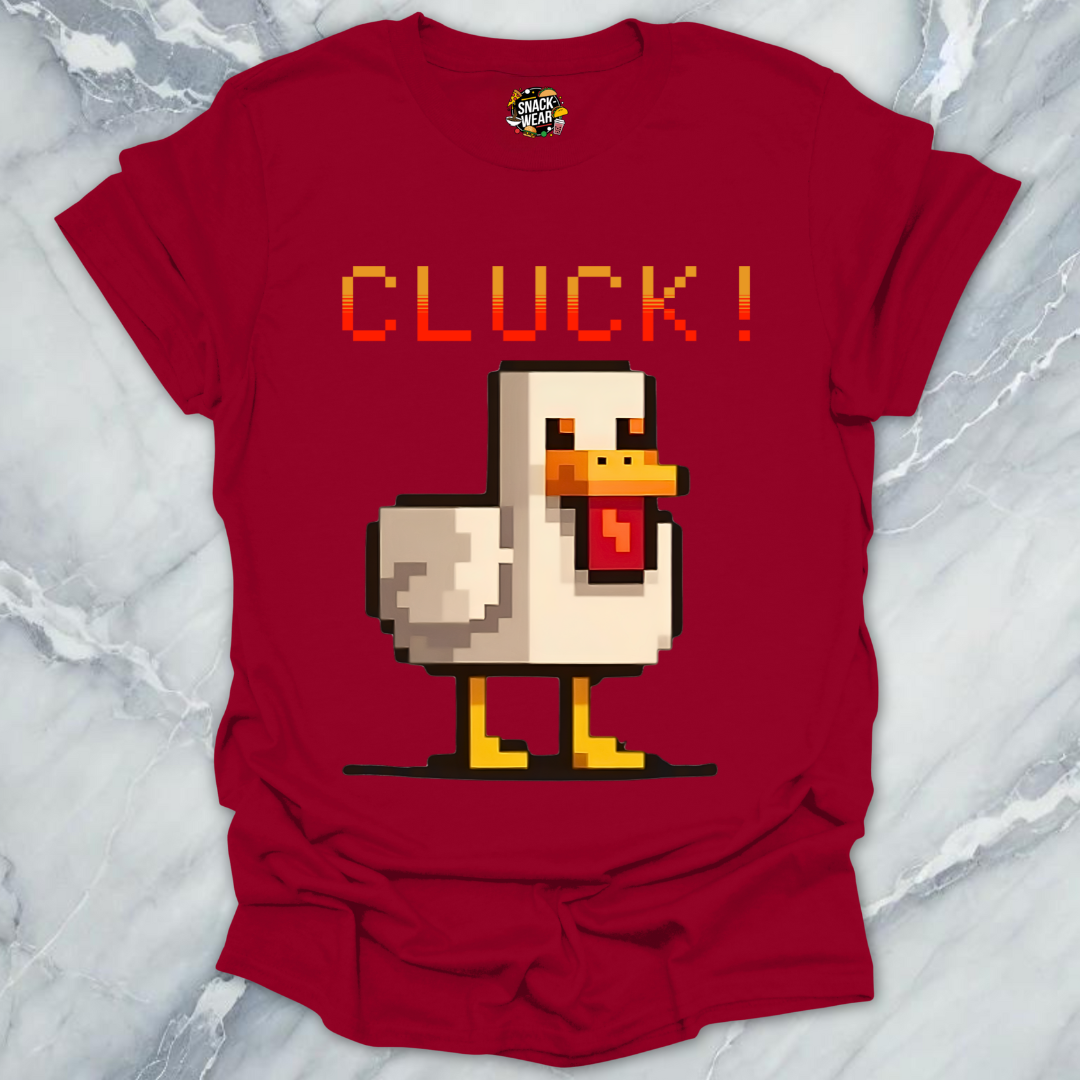 Retro Gamer Pixel Duck CLUCK! T-Shirt