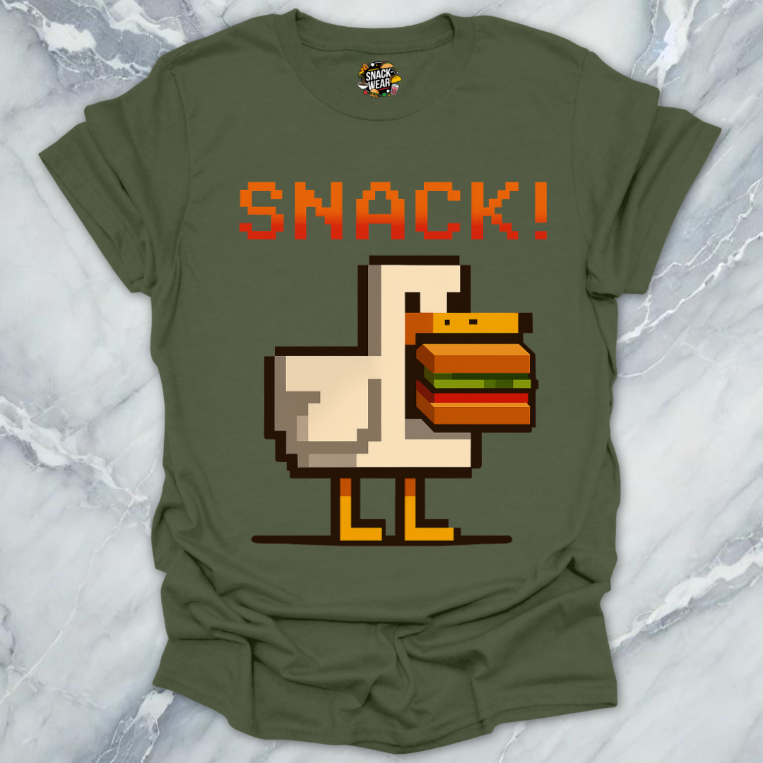 Retro Gamer Pixel Duck SNACK! T-Shirt