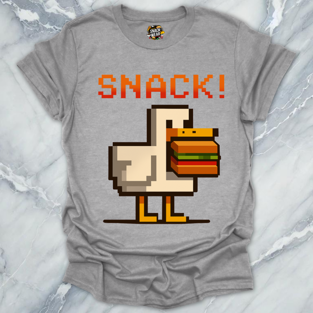 Retro Gamer Pixel Duck SNACK! T-Shirt