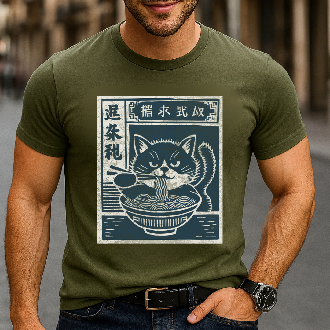 Ramen Cat Retro Japanese Ad T-Shirt
