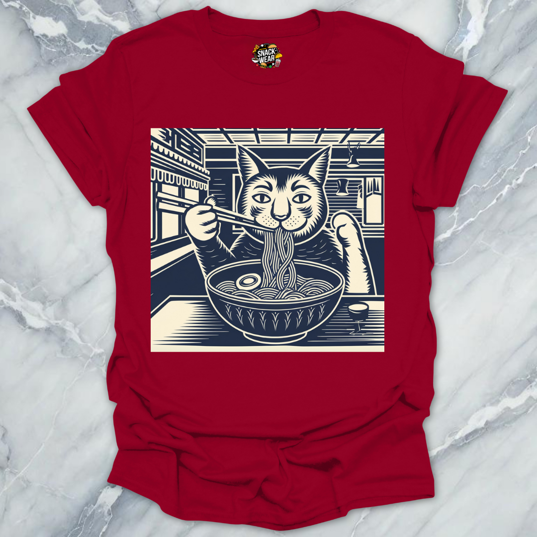Ramen Cat – Traditional Japanese Ink Art Ramen Lover Tee T-Shirt