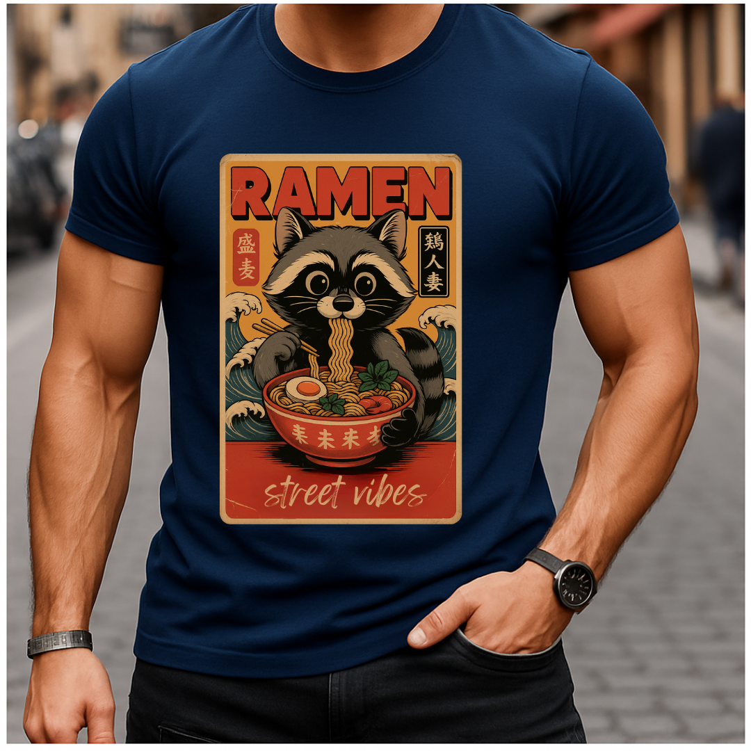 Ramen Raccoon Japanese Poster T-Shirt