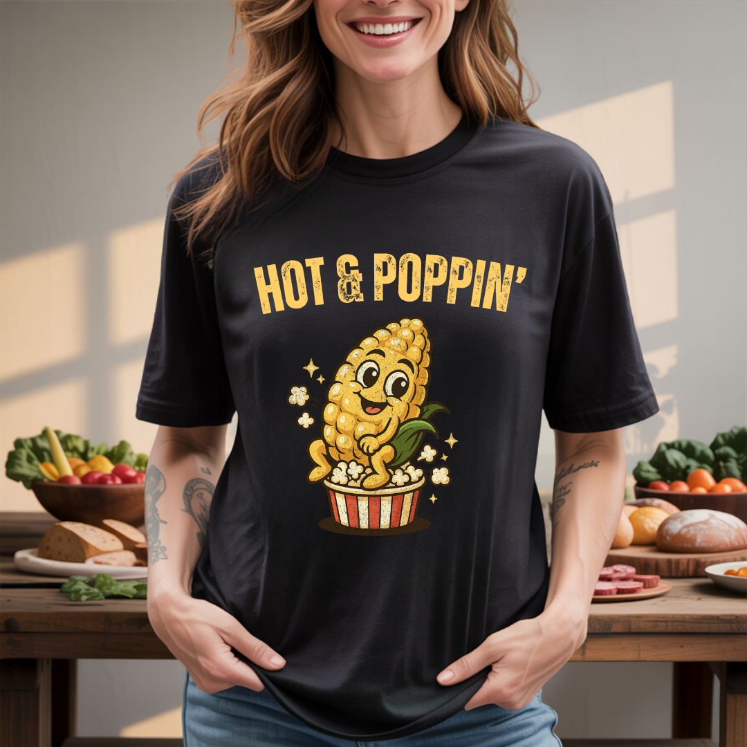 Hot & Poppin’ Popcorn Mascot T-Shirt