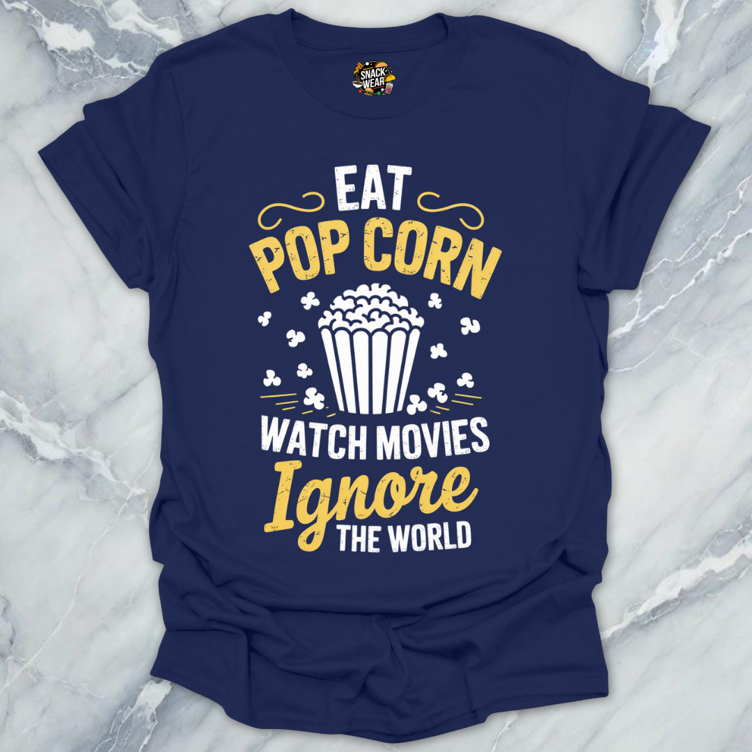 Popcorn & Peace Movie Night Mood T-Shirt