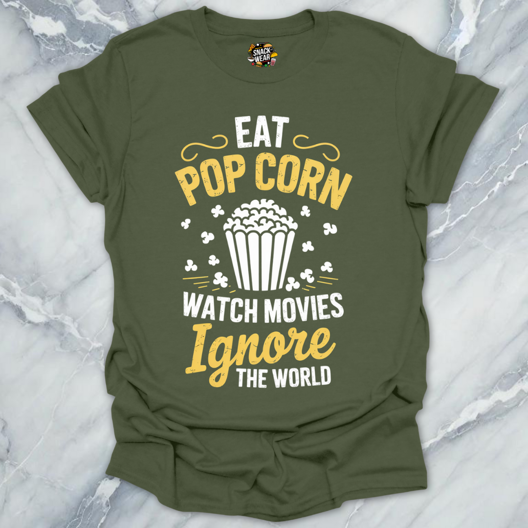 Popcorn & Peace Movie Night Mood T-Shirt