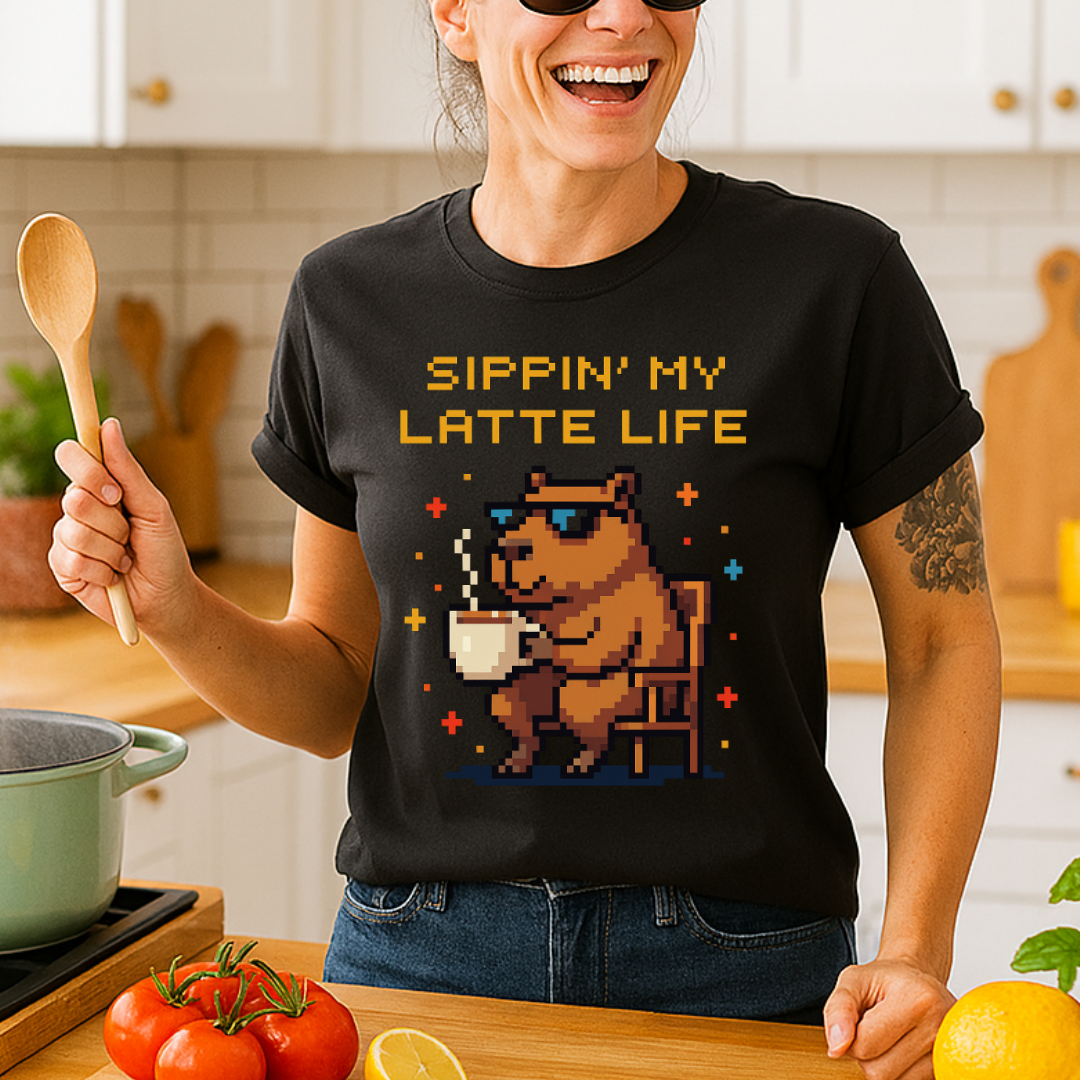 Pixel Capybara Coffee T-Shirt