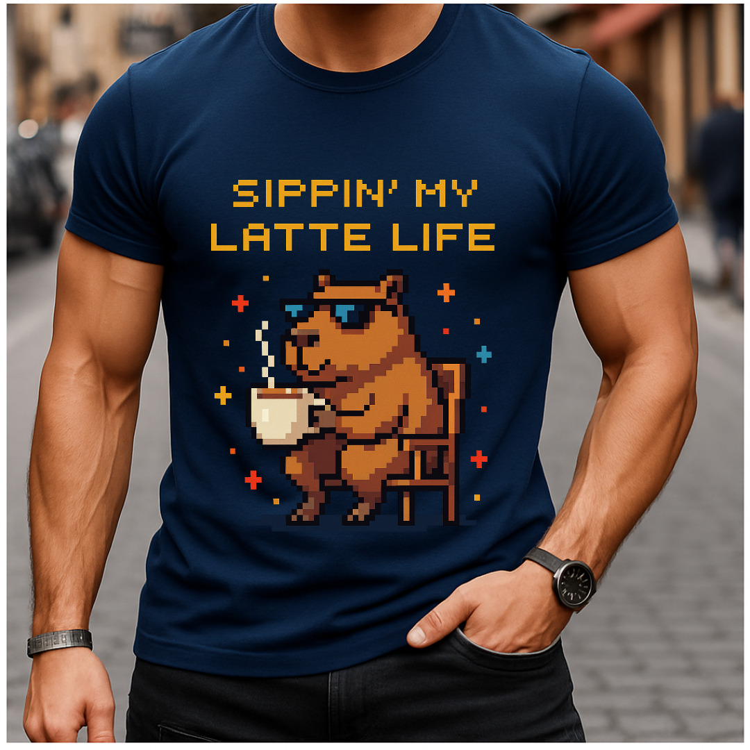Pixel Capybara Coffee T-Shirt