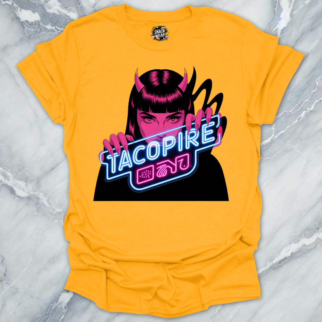 Tacopire โ Dark Foodie Tee with Neon Bite T-Shirt