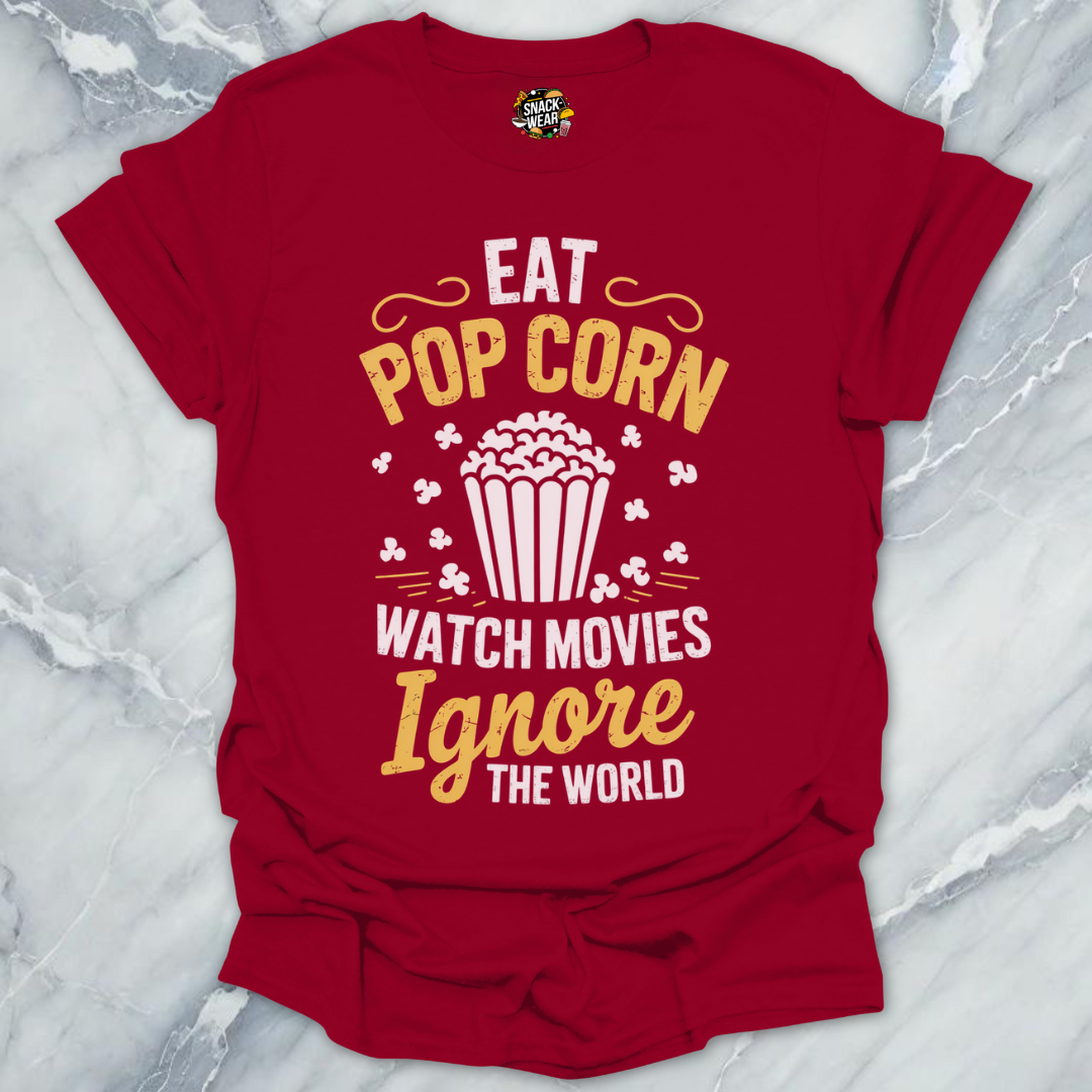 Popcorn & Peace Movie Night Mood T-Shirt