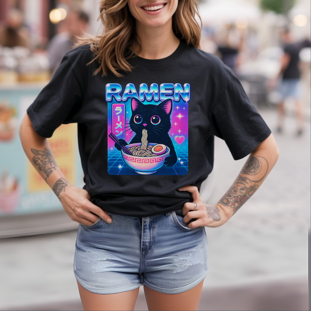 Neon Ramen Cat T-Shirt