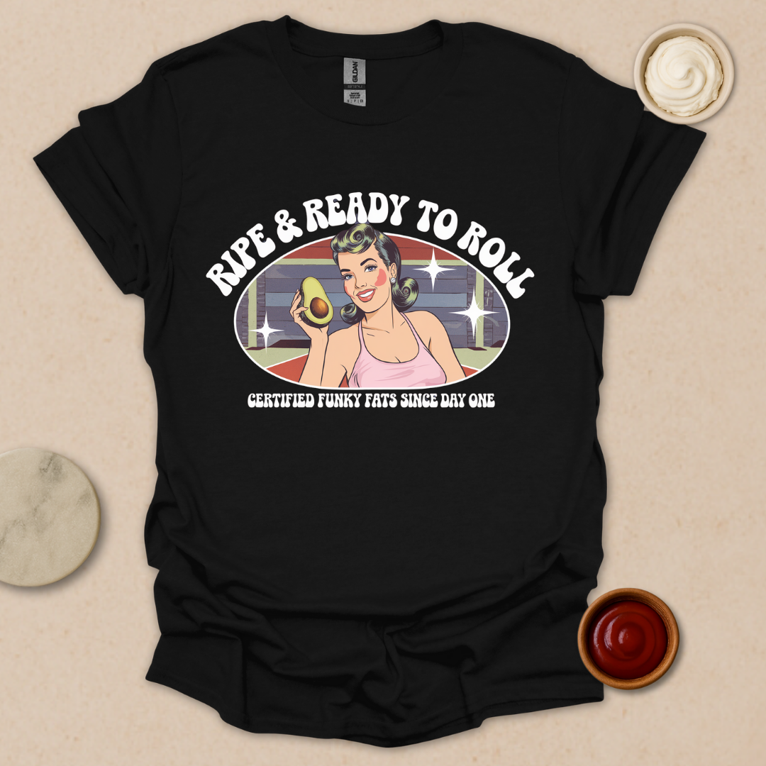 Ripe & Ready to Roll โ Retro Avocado Babe Tee T-Shirt