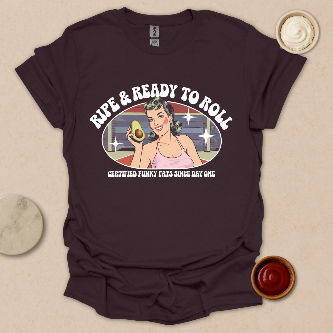 Ripe & Ready to Roll โ Retro Avocado Babe Tee T-Shirt