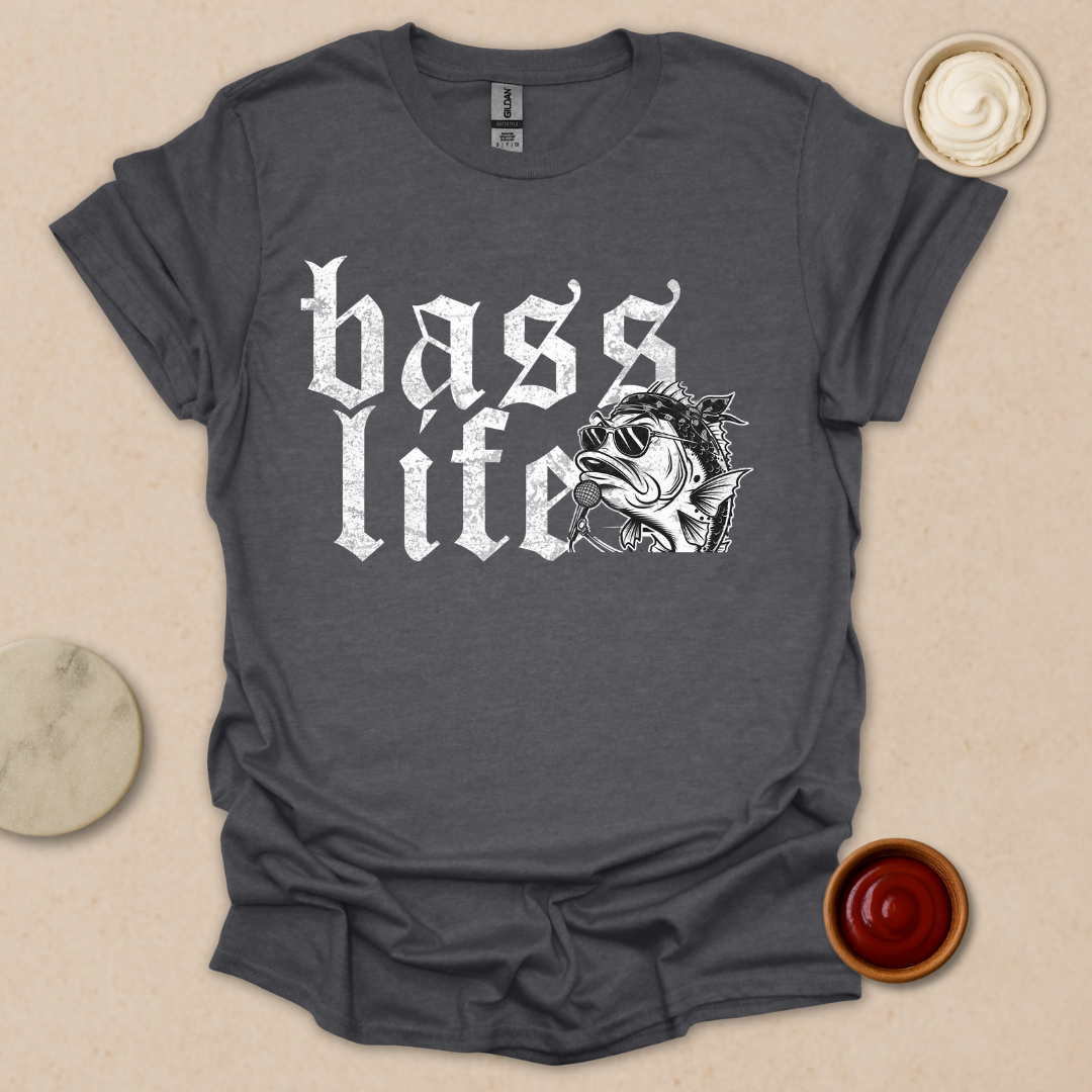 Bass Life – Badass Fishing Tee with Rockstar Vibes T-Shirt