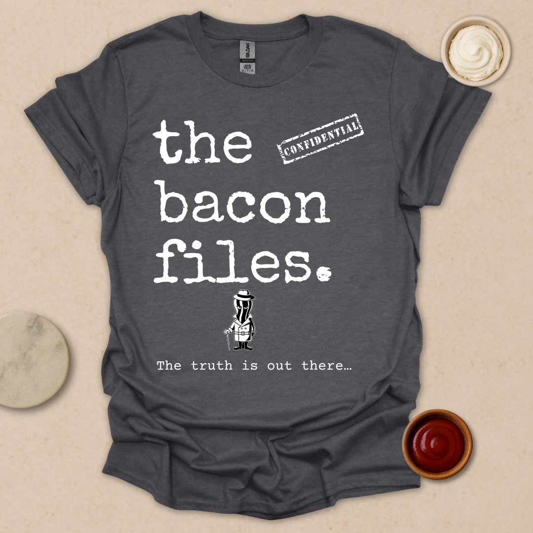 Bacon Files Tee – Retro Detective Humor for Foodies T-Shirt