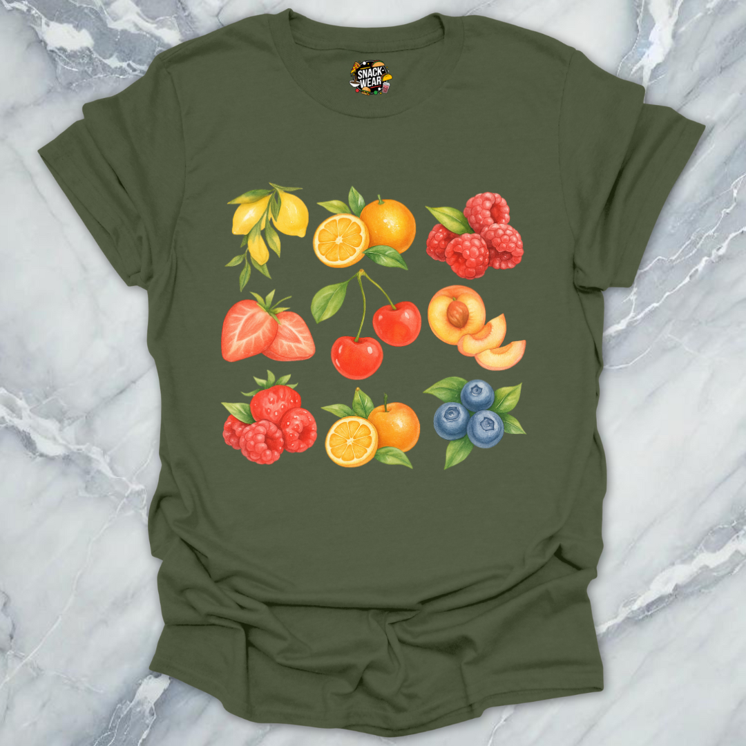 Summer Fruit Watercolor Grid T-Shirt