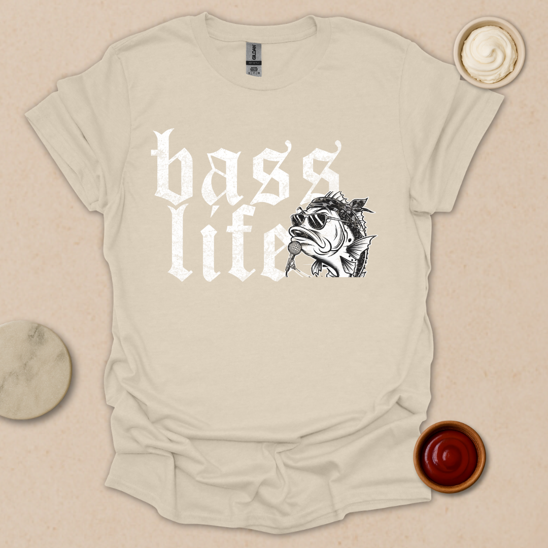 Bass Life – Badass Fishing Tee with Rockstar Vibes T-Shirt