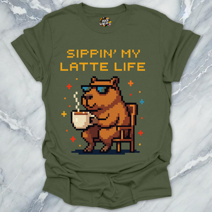 Pixel Capybara Coffee T-Shirt