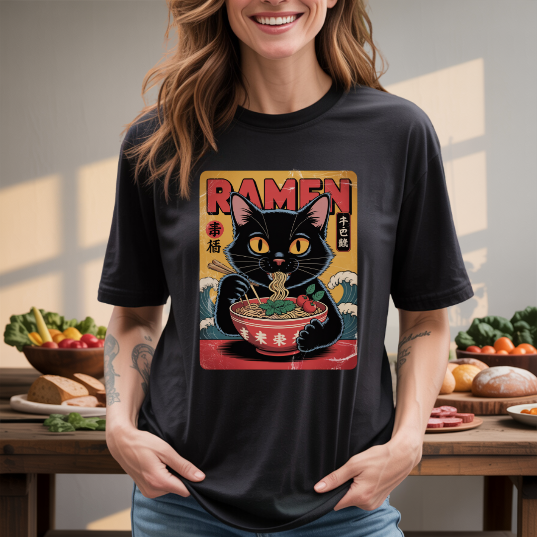 Ramen Cat - Vintage Poster T-Shirt