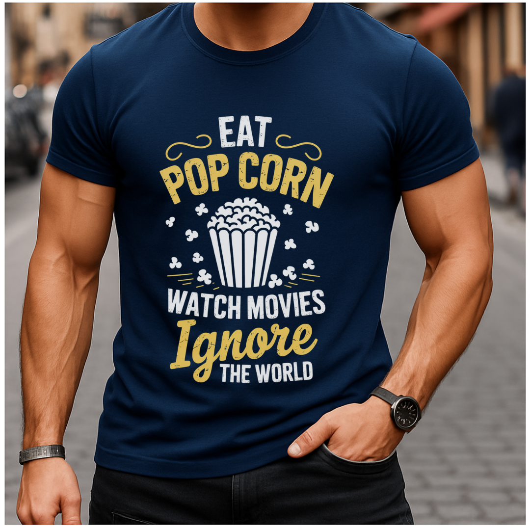 Popcorn & Peace Movie Night Mood T-Shirt