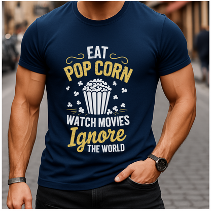 Popcorn & Peace Movie Night Mood T-Shirt