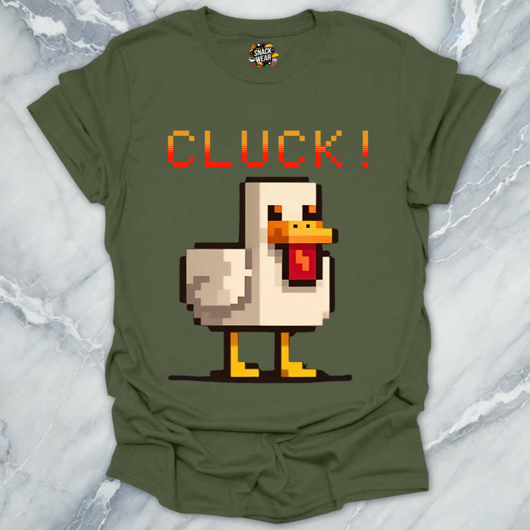 Retro Gamer Pixel Duck CLUCK! T-Shirt