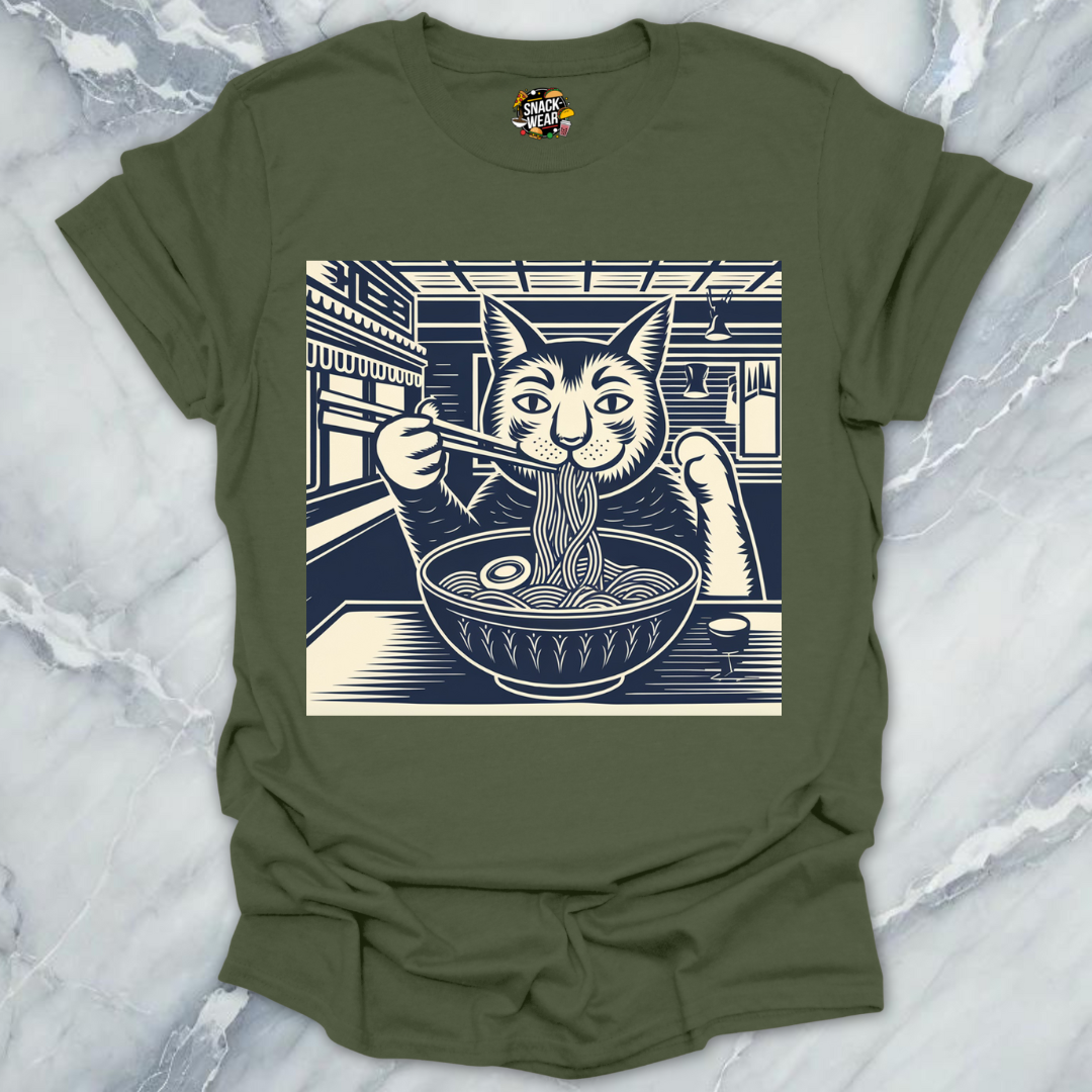 Ramen Cat – Traditional Japanese Ink Art Ramen Lover Tee T-Shirt