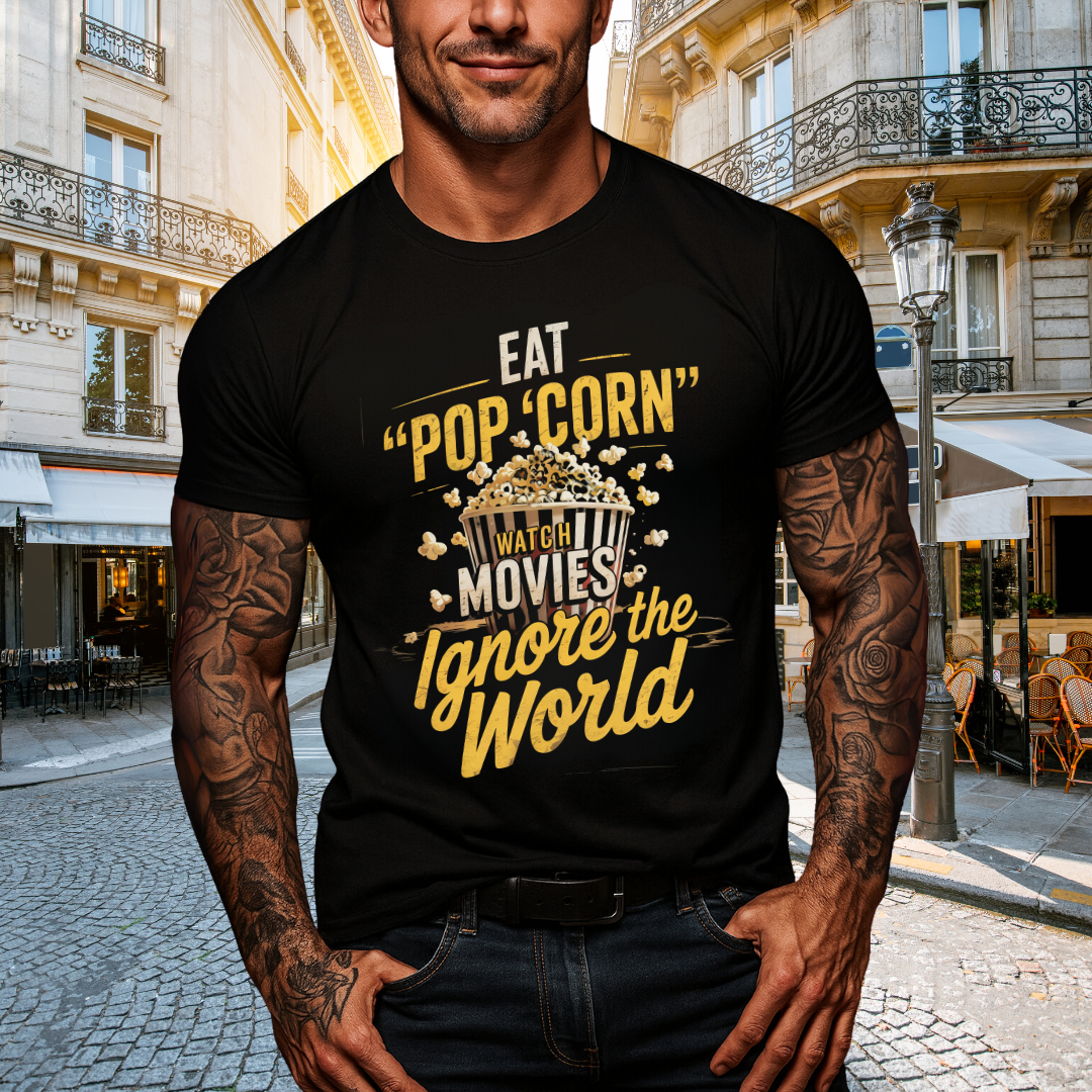 Popcorn, Movies, Ignore the World T-Shirt