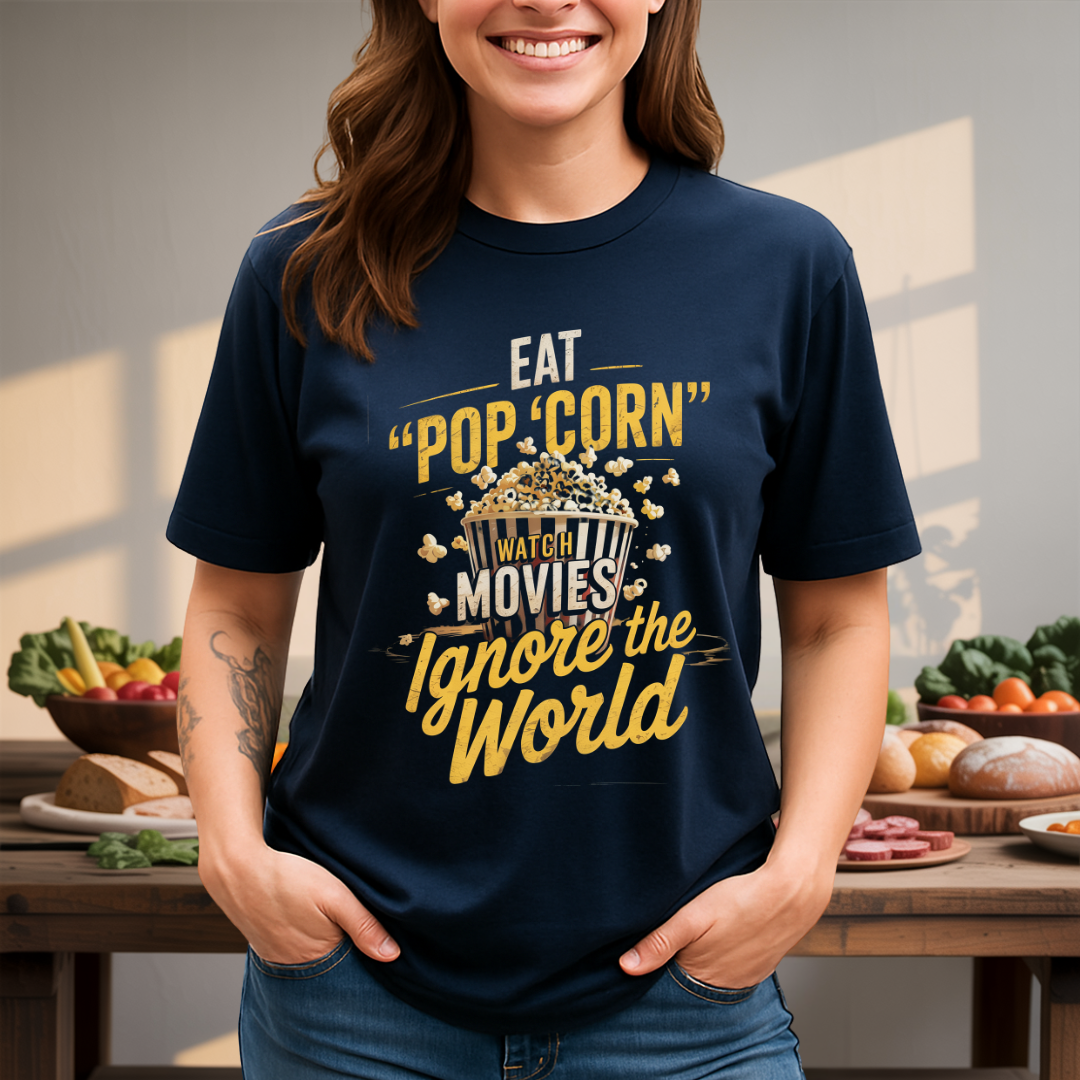 Popcorn, Movies, Ignore the World T-Shirt