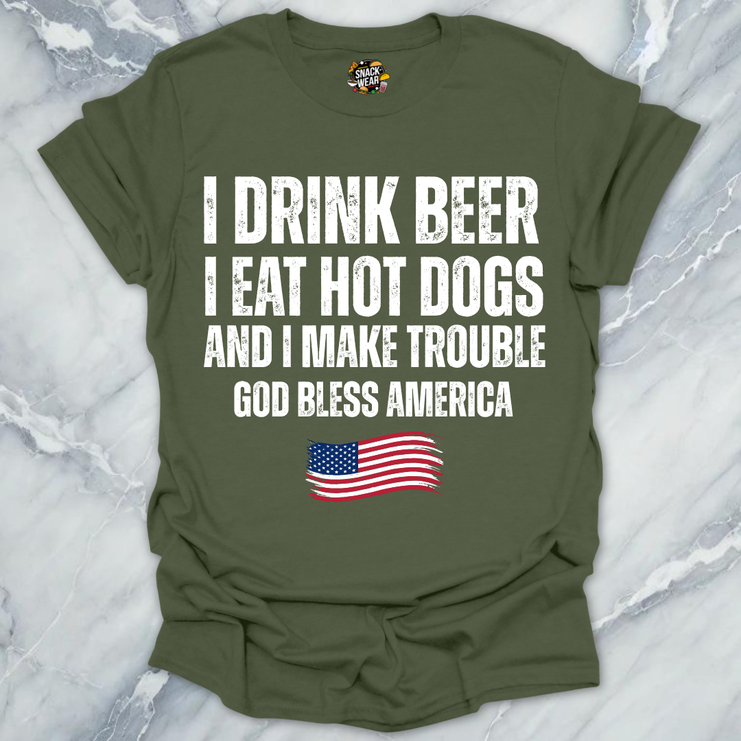 Beer Hot Dogs Trouble T-Shirt