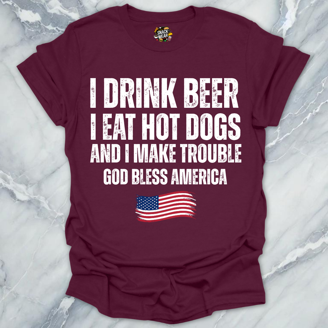 Beer Hot Dogs Trouble T-Shirt