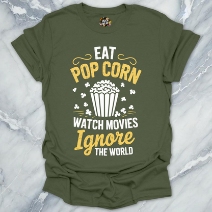 Popcorn & Peace Movie Night Mood T-Shirt