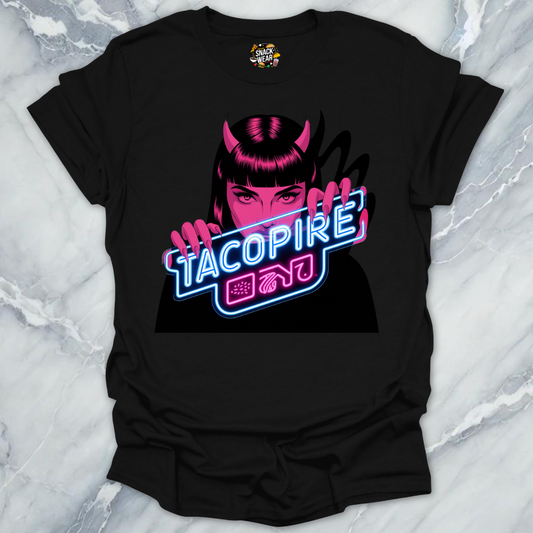 Tacopire – Dark Foodie Tee with Neon Bite T-Shirt