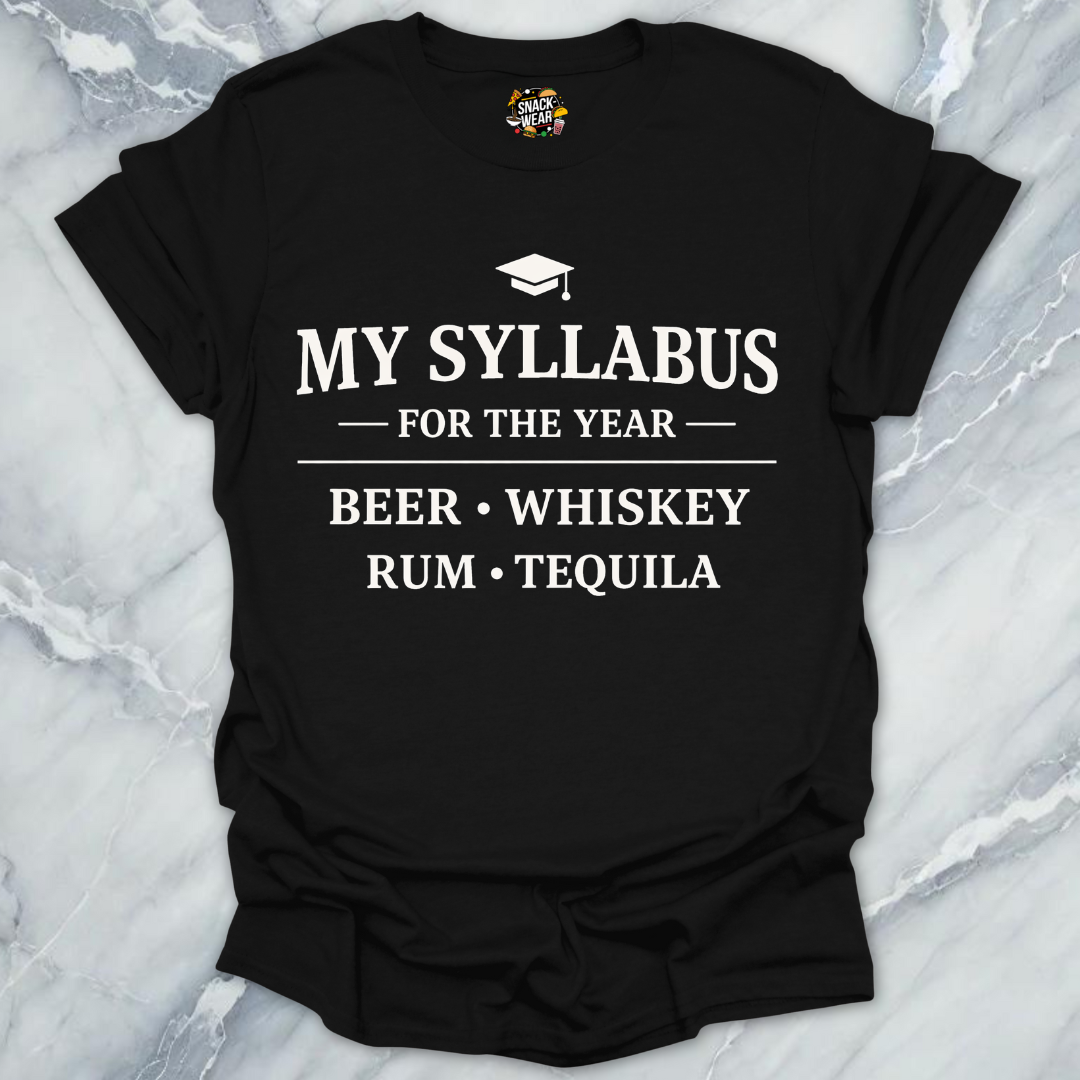 Beer Whiskey Rum Tequila Syllabus T-Shirt