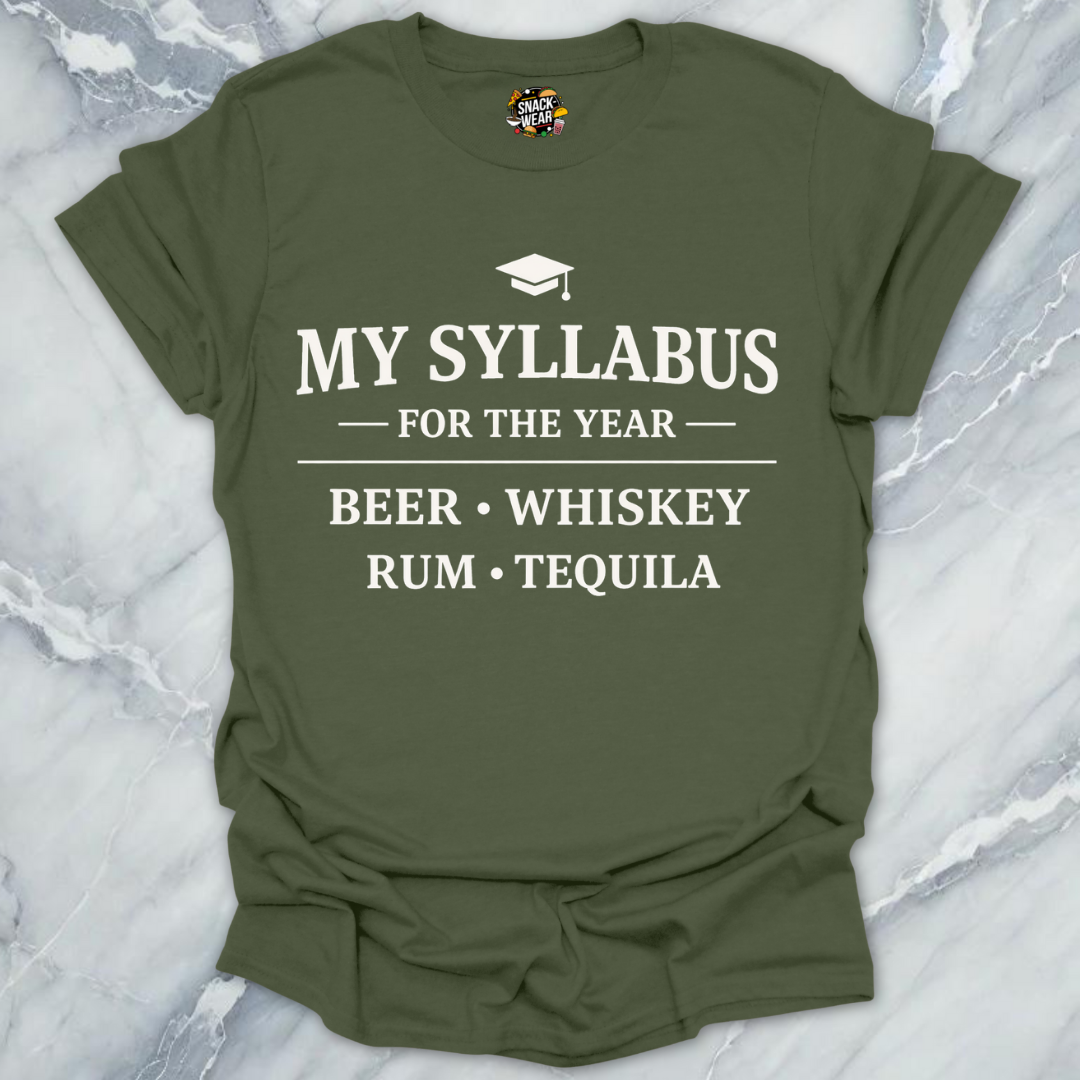 Beer Whiskey Rum Tequila Syllabus T-Shirt