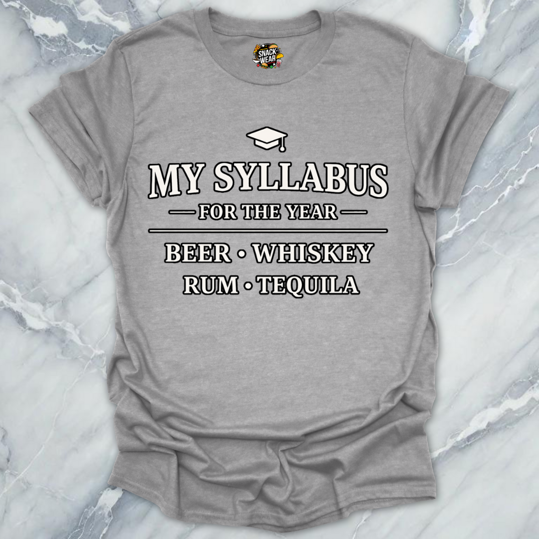 Beer Whiskey Rum Tequila Syllabus T-Shirt