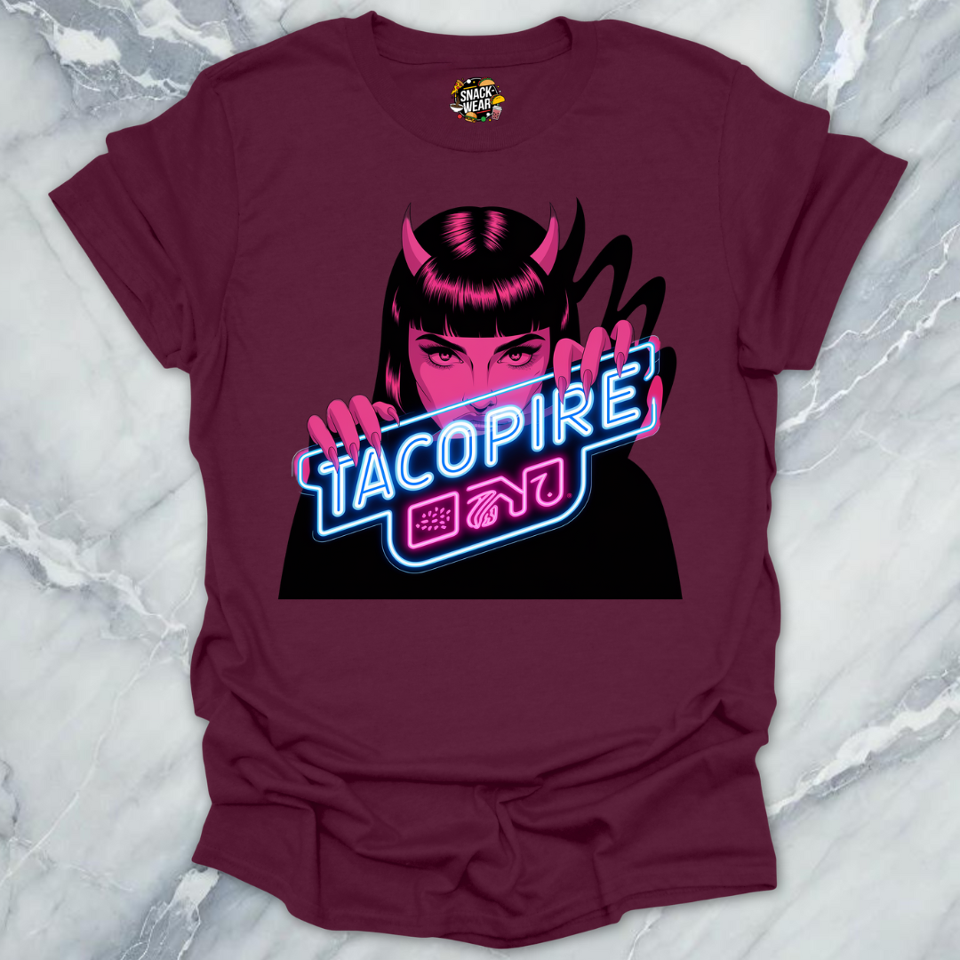 Tacopire – Dark Foodie Tee with Neon Bite T-Shirt