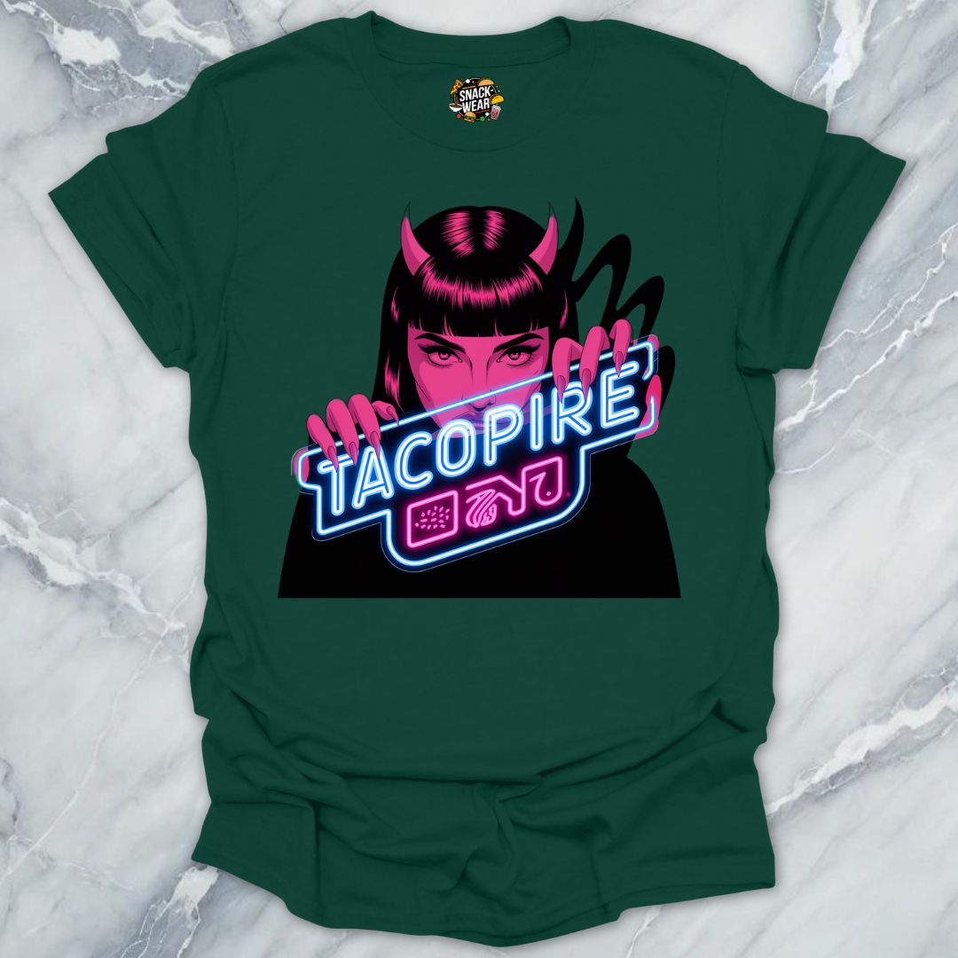Tacopire – Dark Foodie Tee with Neon Bite T-Shirt