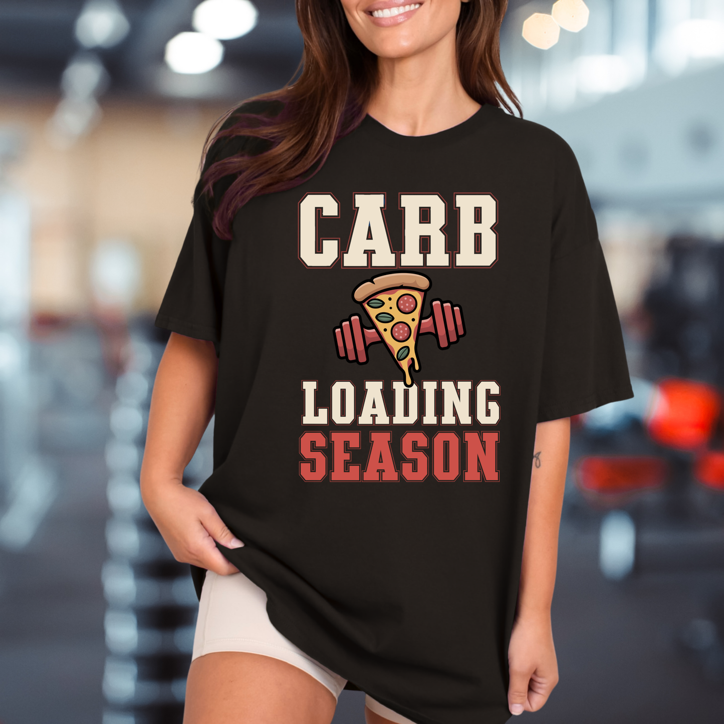 Carb Loading Season – Gym & Pizza Workout T-Shirt