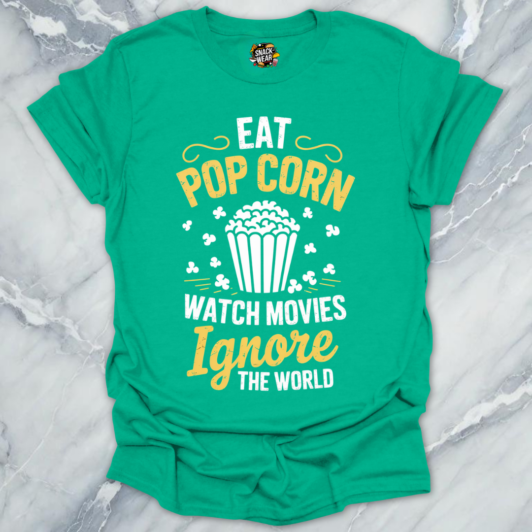 Popcorn & Peace Movie Night Mood T-Shirt