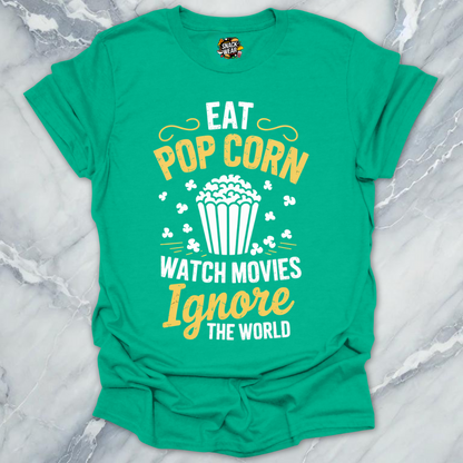 Popcorn & Peace Movie Night Mood T-Shirt