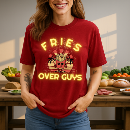 Fries Over Guys Retro Girl Power T-Shirt