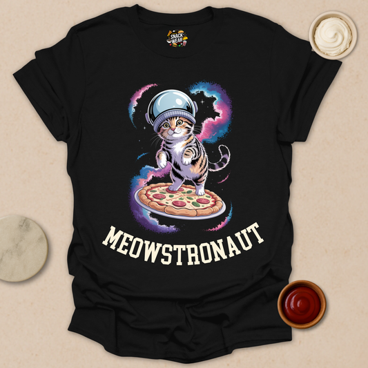 Meowstronaut Pizza Cat Tee – Vintage Space Vibes for Foodie Cat Lovers