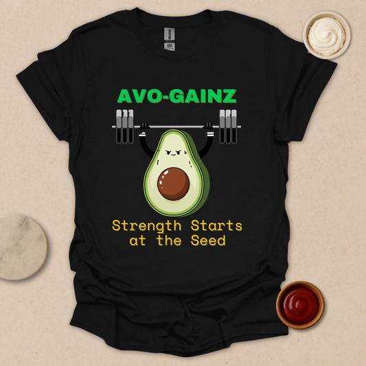 AVO-GAINZ Avocado Gym Shirt – Strength Starts at the Seed