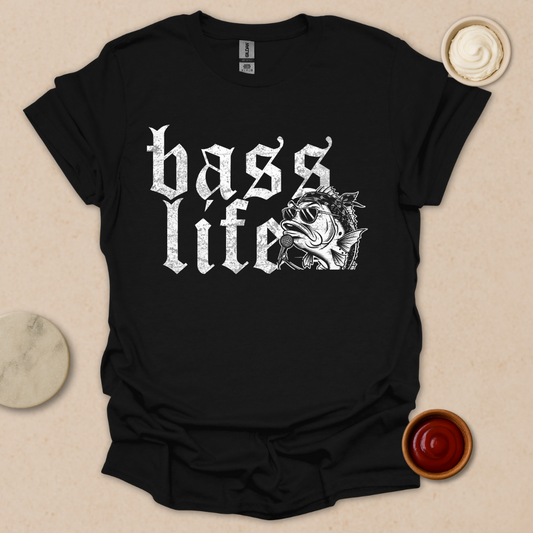 Bass Life – Badass Fishing Tee with Rockstar Vibes T-Shirt