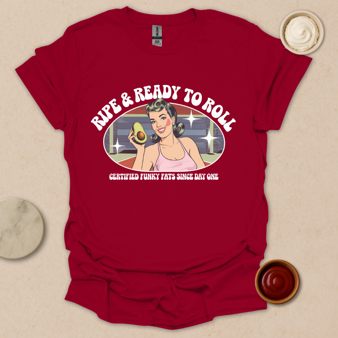Ripe & Ready to Roll – Retro Avocado Babe Tee T-Shirt