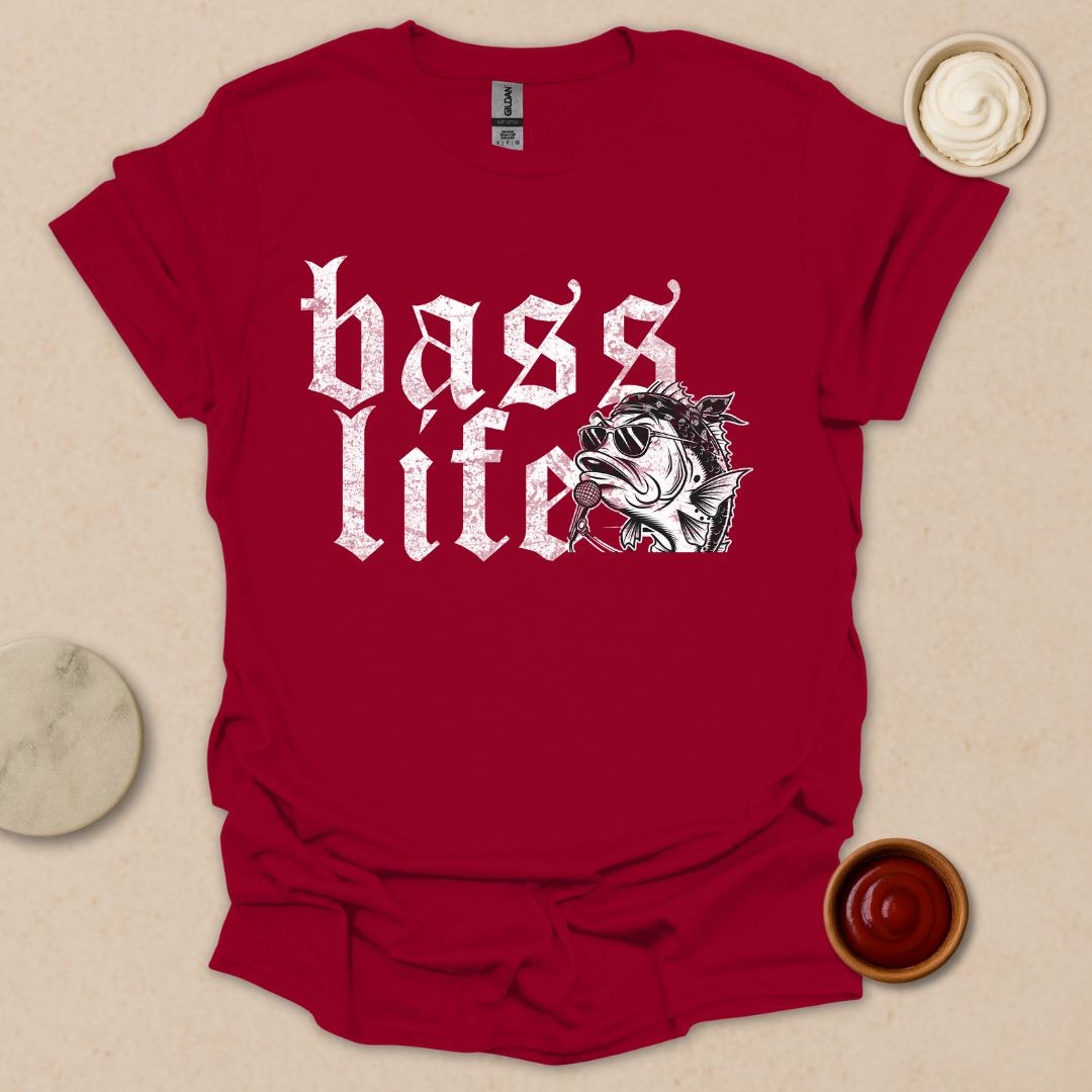Bass Life – Badass Fishing Tee with Rockstar Vibes T-Shirt