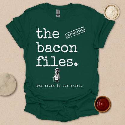 Bacon Files Tee – Retro Detective Humor for Foodies T-Shirt