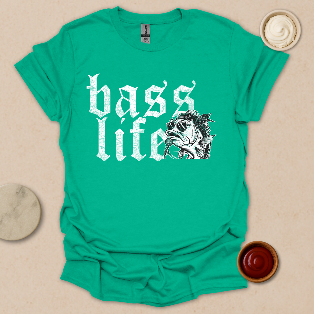 Bass Life – Badass Fishing Tee with Rockstar Vibes T-Shirt